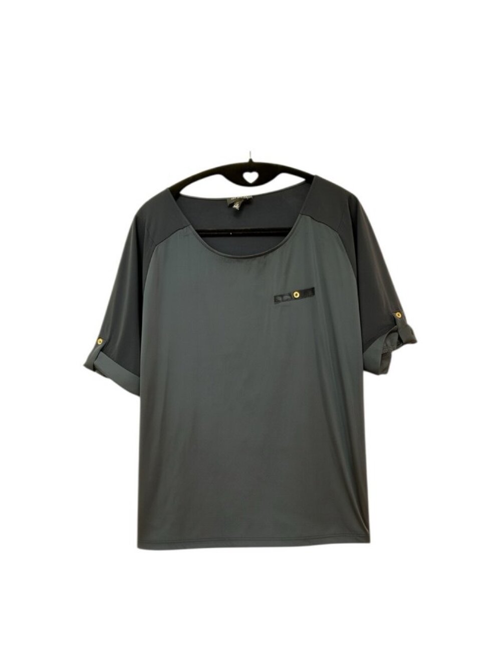 The Limited Navy Blue Short Sleeve Tee Size M Gold Button Detail